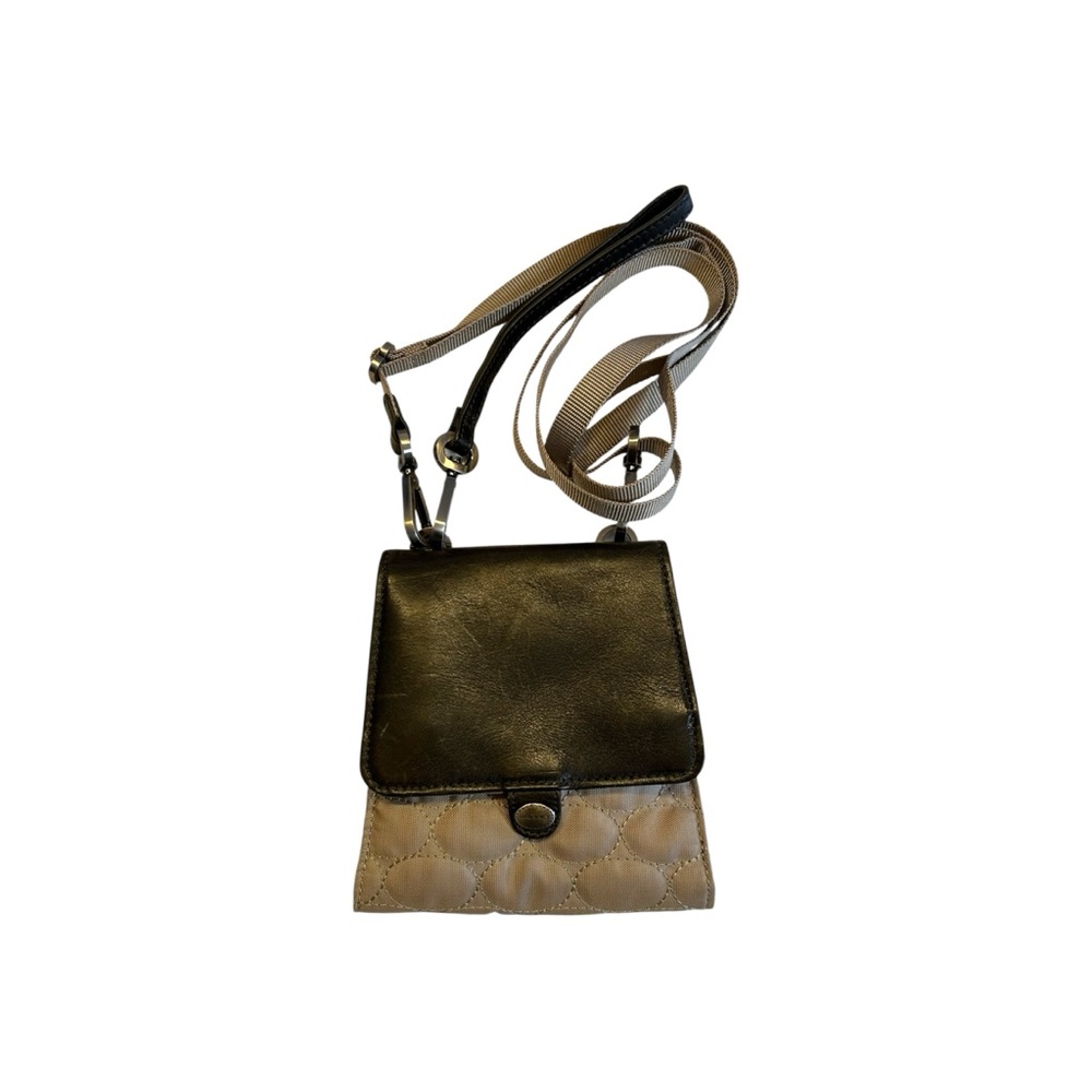 Elegant Black and Tan Quilted Crossbody Wllet Bag by Mosey